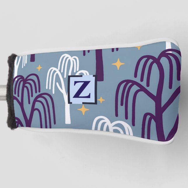 Custom Monogram Willow Tree Pattern Blue  Golf Head Cover (Front)