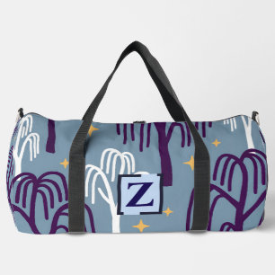 Custom Monogram Willow Tree Pattern Large Duffle Bag