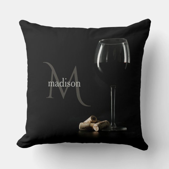 Custom Monogram Wine Glass throw pillows (Front)