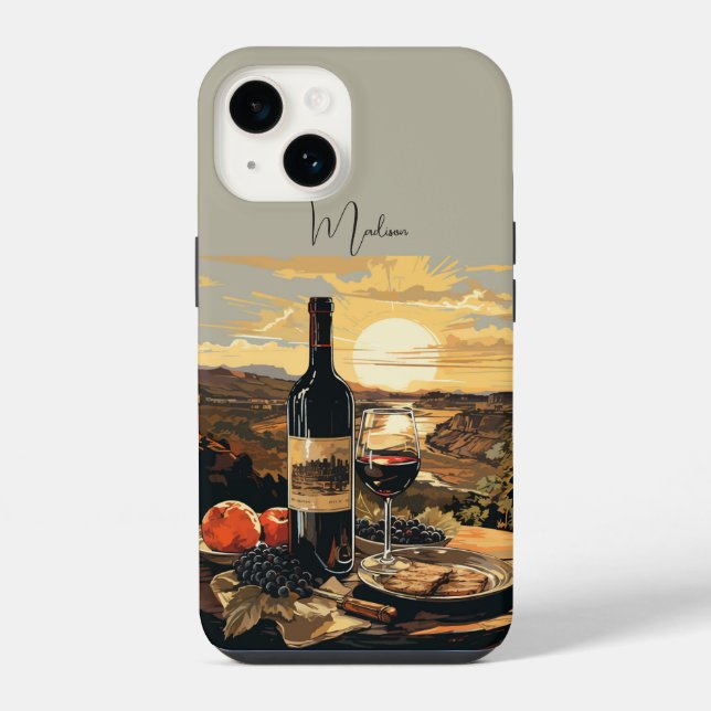 Custom Monogram Wine Lover's iPhone Case (Back)