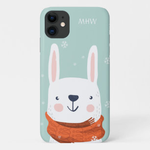 Custom monogram Winter Bunny phone cases
