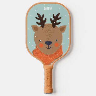 Custom monogram Winter Deer Pickleball Paddle