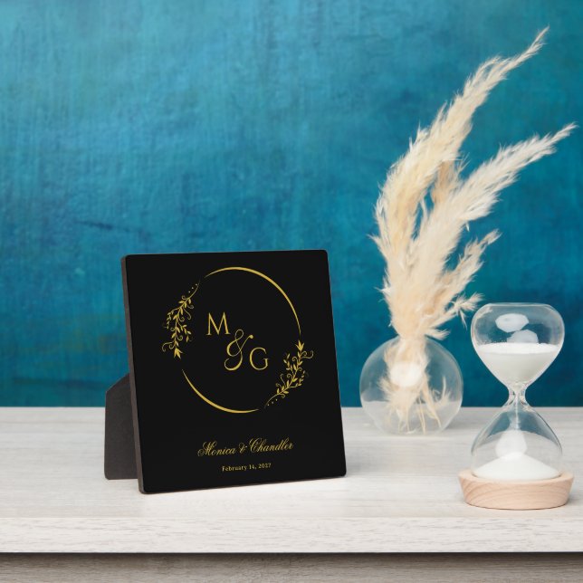Custom Monogram With Couple Name Floral Stylish Plaque (Insitu)