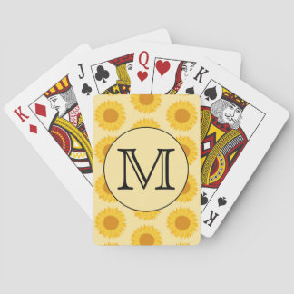 Custom Monogram, with Yellow Sunflowers. Playing Cards