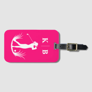 Custom Monogram Women's Personalized Pink Golf Luggage Tag