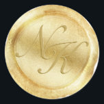Custom Monogram Yellow Gold Wax Seal Sticker<br><div class="desc">Custom Monogram Vintage Yellow Gold Monogrammed Wax Seal Sticker - Wedding Monogram Initials Stickers for use on your invitation envelopes!

 ~ Check my shop to see the entire wedding suite for this design!</div>