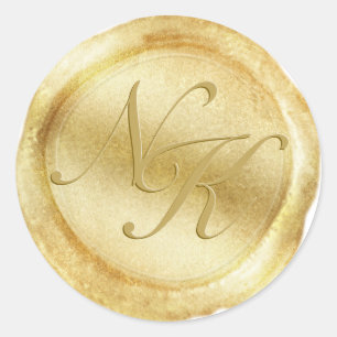 Custom Monogram Yellow Gold Wax Seal Sticker