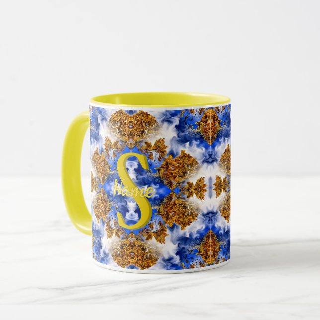 Custom Monogram Your Initial Name Colourful Art Mug (Front Left)