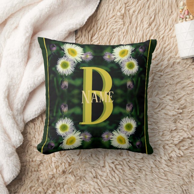 Custom Monogram Your Initial Name Daisy Art Cushion (Blanket)