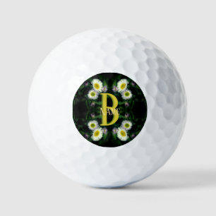 Custom Monogram Your Initial Name Daisy Art Golf Balls