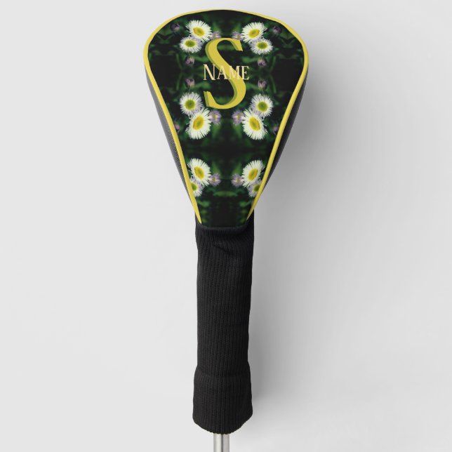 Custom Monogram Your Initial Name Daisy Art Golf Head Cover (Front)