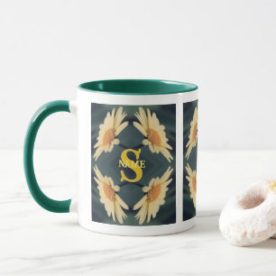 Custom Monogram Your Initial Name Daisy Art Mug