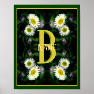 Custom Monogram Your Initial Name Daisy Art Poster