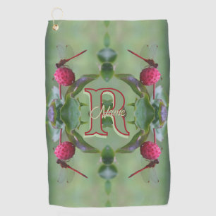Custom Monogram Your Initial Name Dragonfly Art Golf Towel