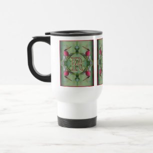 Custom Monogram Your Initial Name Dragonfly Art Travel Mug