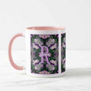Custom Monogram Your Initial Name Geranium Art Mug