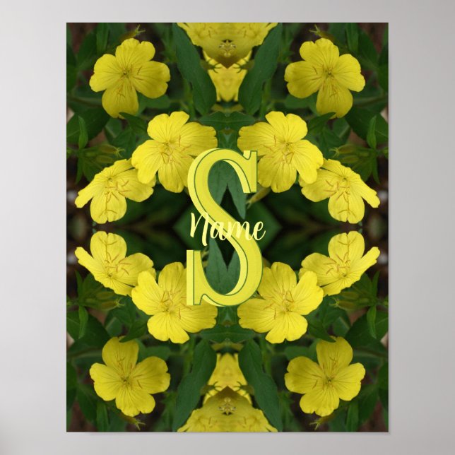 Custom Monogram Your Initial Name Geranium Art Poster (Front)