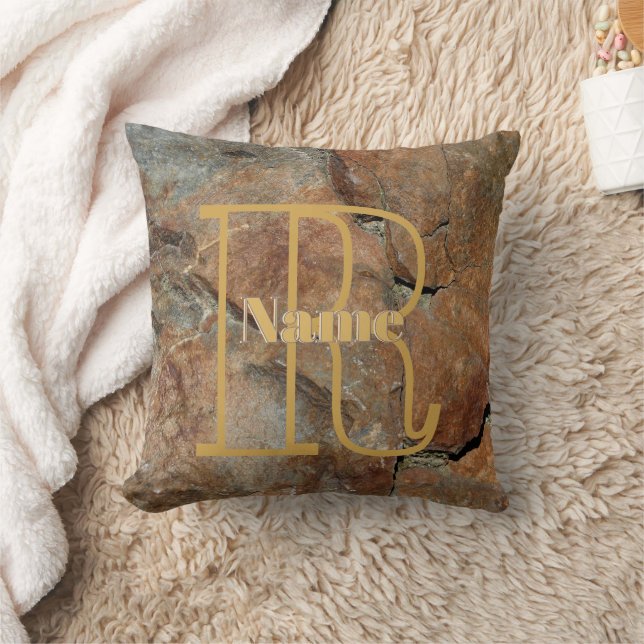 Custom Monogram Your Initial Name Granite Rock Cushion (Blanket)