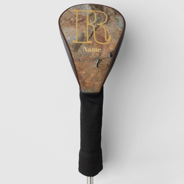 Custom Monogram Your Initial Name Granite Rock Golf Head Cover (Front)
