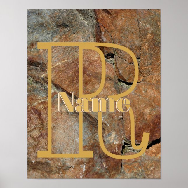 Custom Monogram Your Initial Name Granite Rock Poster (Front)