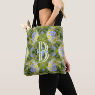 Custom Monogram Your Initial Name Hydrangea Flower Tote Bag