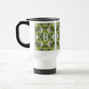 Custom Monogram Your Initial Name Hydrangea Flower Travel Mug