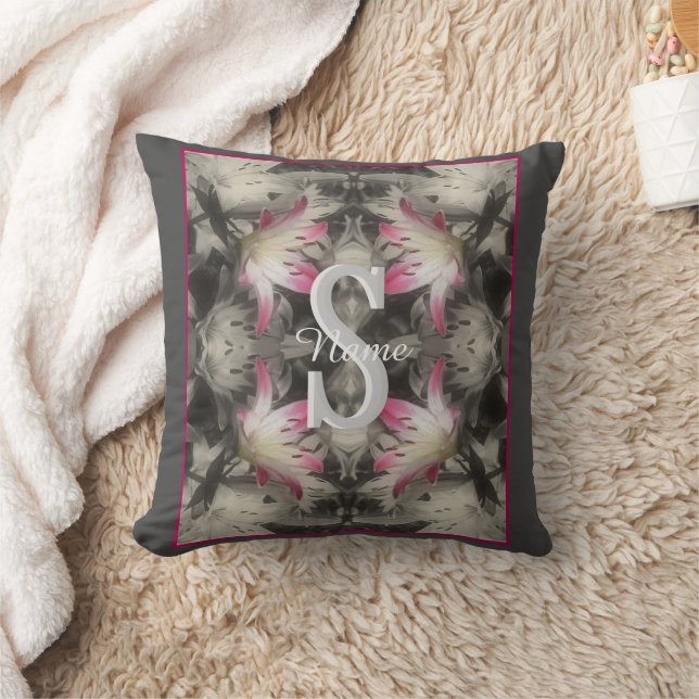 Custom Monogram Your Initial Name Lilies Cushion (Blanket)