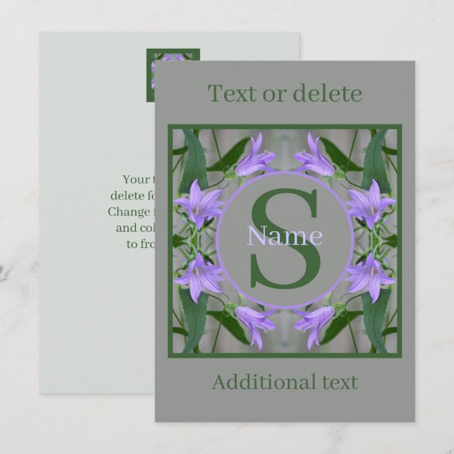 Custom Monogram Your Initial Name Lily Flowers Card (Front/Back)