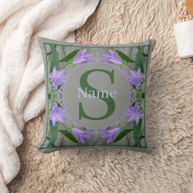 Custom Monogram Your Initial Name Lily Flowers Cushion (Blanket)