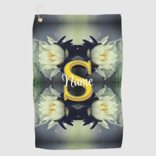 Custom Monogram Your Initial Name Lotus Flower Golf Towel
