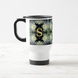 Custom Monogram Your Initial Name Lotus Flower Travel Mug