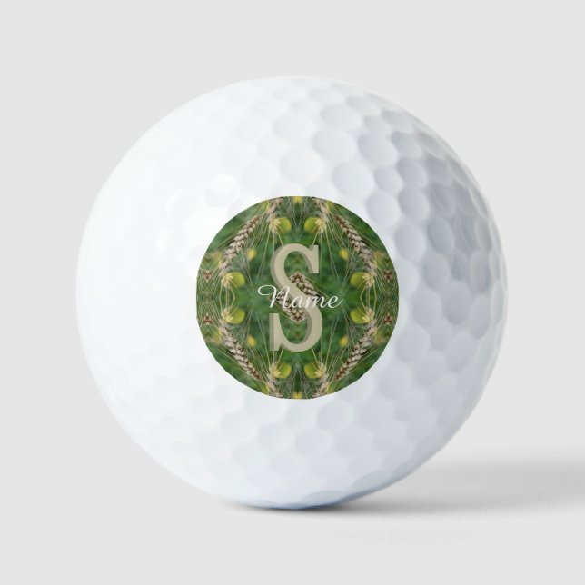 Custom Monogram Your Initial Name Nature Art Golf Balls (Front)