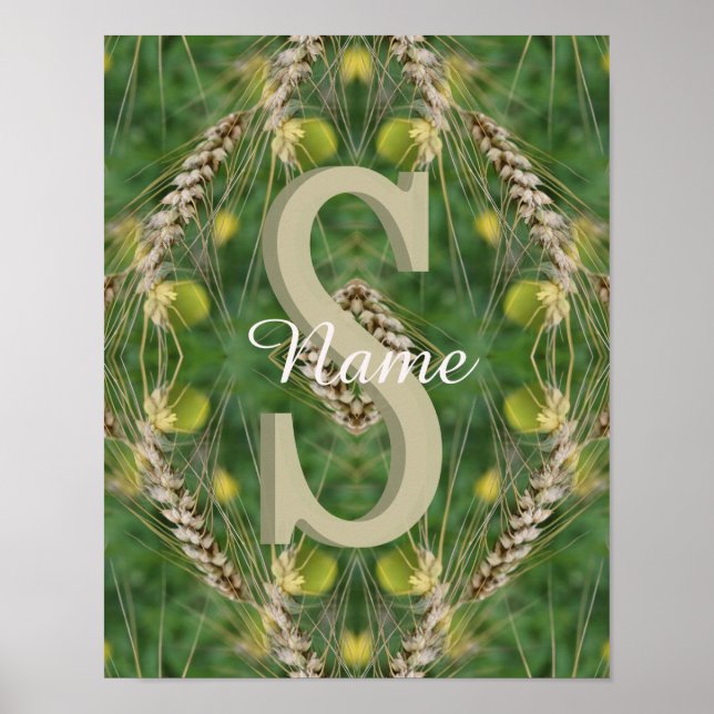 Custom Monogram Your Initial Name Nature Poster (Front)