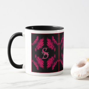Custom Monogram Your Initial Name Peony Floral Art Mug