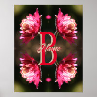 Custom Monogram Your Initial Name Red Flower
