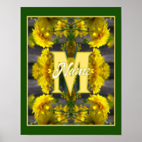Custom Monogram Your Initial Name Yellow Flowers
