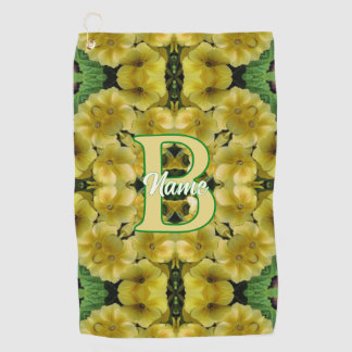 Custom Monogram Your Initial Primrose Flower Art Golf Towel