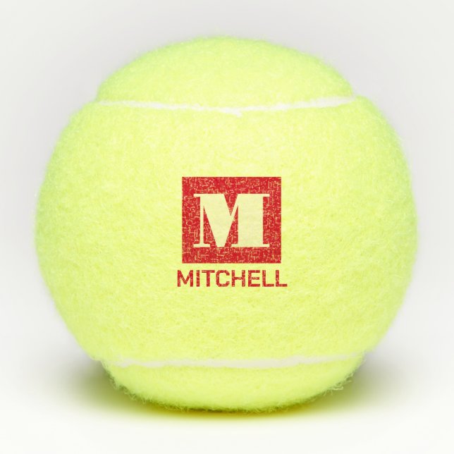 Custom Monogram Your Name Bold Initial Tennis Balls (Front)