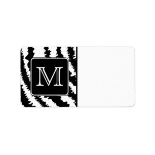 Custom Monogram, Zebra Pattern Animal Print. Label
