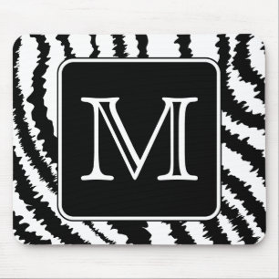Custom Monogram, Zebra Pattern Animal Print. Mouse Pad