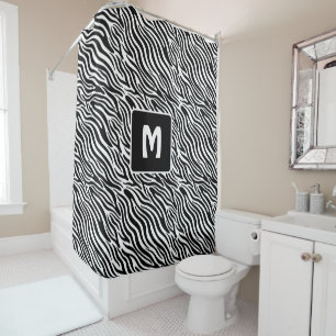 Custom Monogram Zebra Pattern Shower Curtain