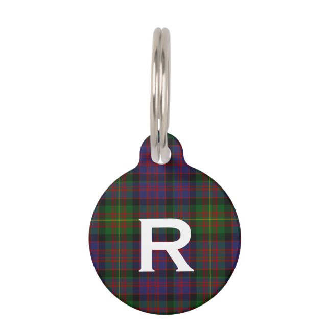 Custom Monogramed Carnegie Plaid Dog Tag (Front)