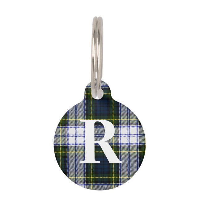 Custom Monogramed Gordon Dress Plaid Dog Tag (Front)