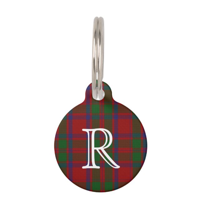 Custom Monogramed MacIntosh Plaid Dog Tag (Front)