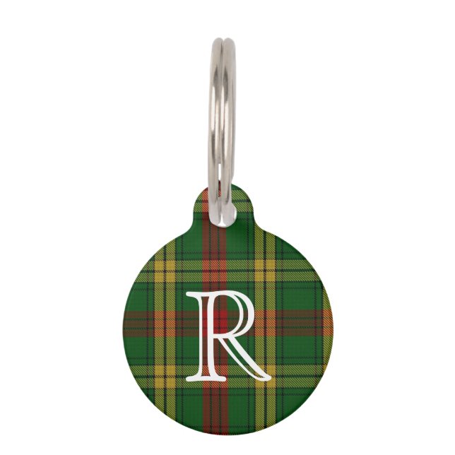 Custom Monogramed MacMillan Plaid Dog Tag (Front)
