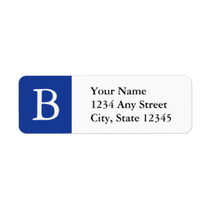 Custom Monogrammed Address Labels Blue & White