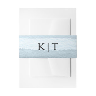 Custom Monogrammed Blue Washed Belly Band Invitation Belly Band