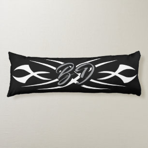 Custom monogrammed body pillow with tattoo graphic