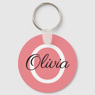 Custom monogrammed coral pink keychain gift