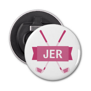 Custom Monogrammed Crossed Club Pink Ladies Cool Bottle Opener